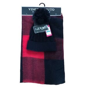 NEW Vince Camuto Scarf And Pom Beanie Set